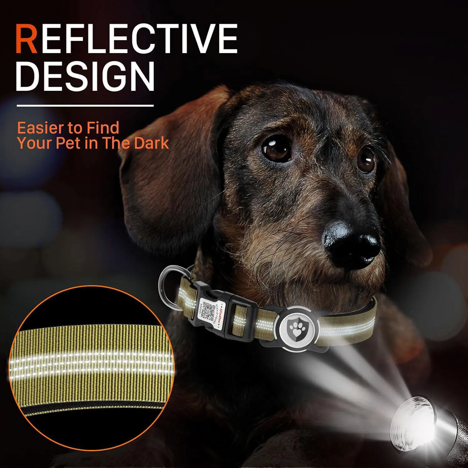 Collar Reflectante Para Perro Con Soporte AirTag Ajustable Y Material De Nailon 5
