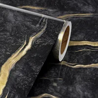 Vinilo Autoadhesivo Mármol Negro y Dorado Resistente