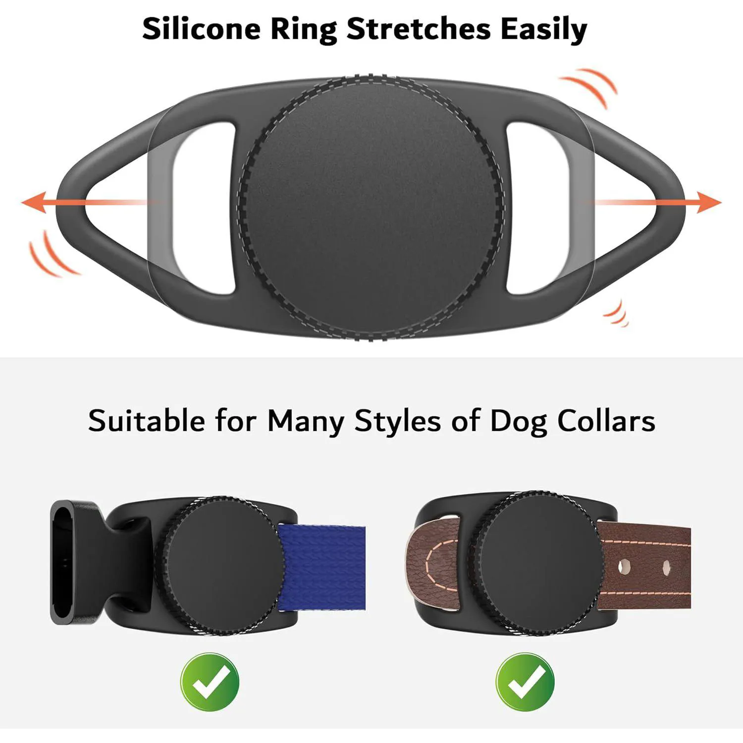 Funda Impermeable Para Airtag Compatible Con Collar De Perro Negro 3