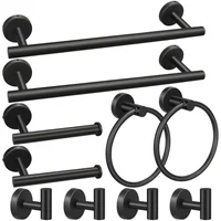 Set De Accesorios Negros Para Baño De Diez Piezas Con Diseño Moderno Y Seguro