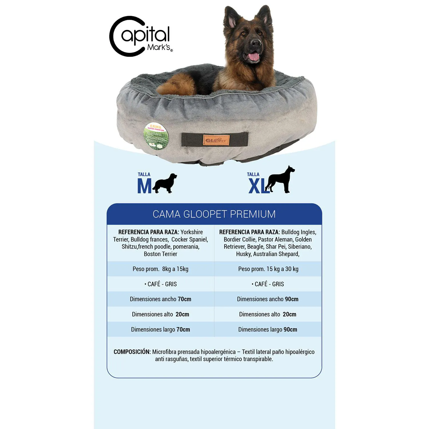 Cama Gloopet Premium Talla Xl Gris 4