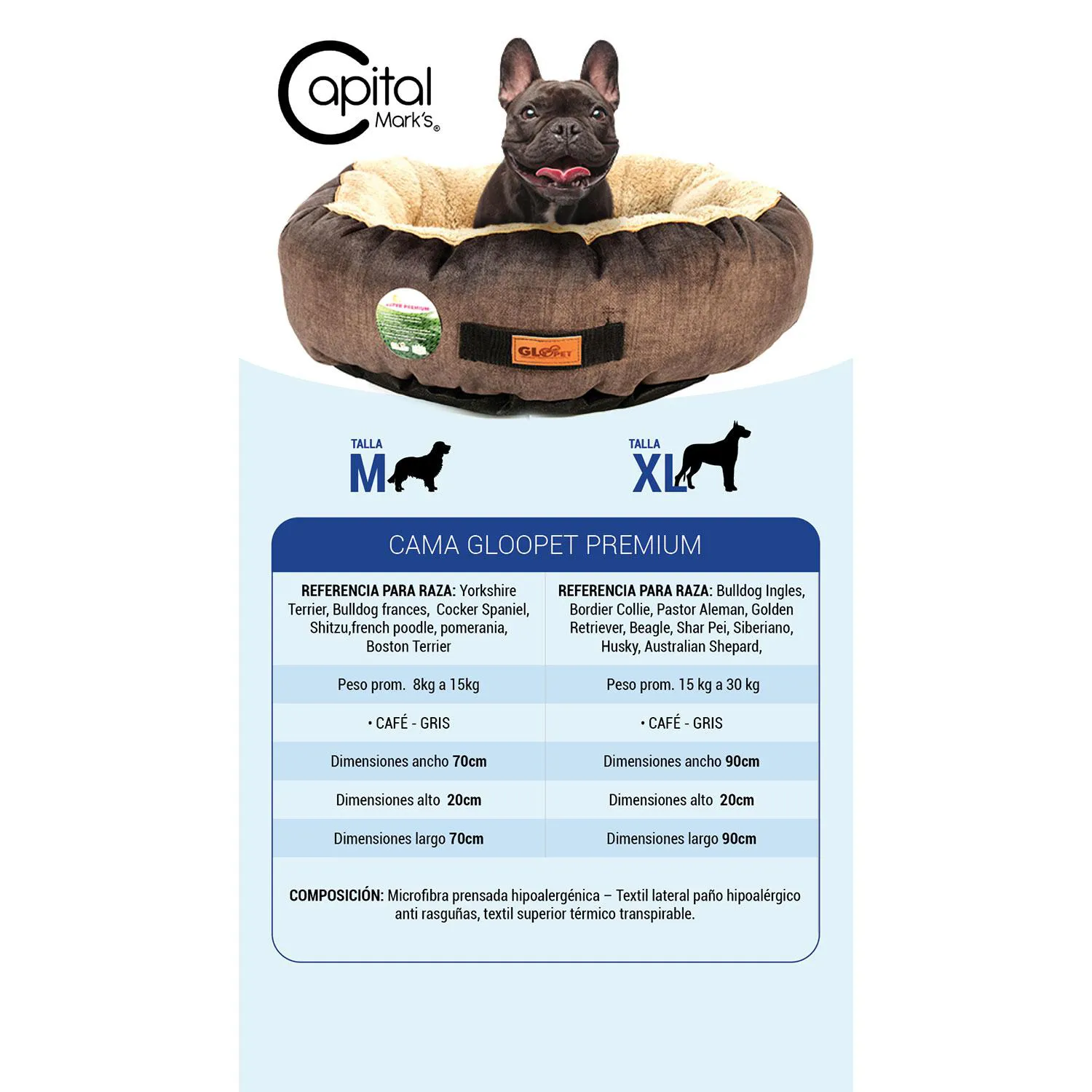 Cama Gloopet Premium Talla M Café 4