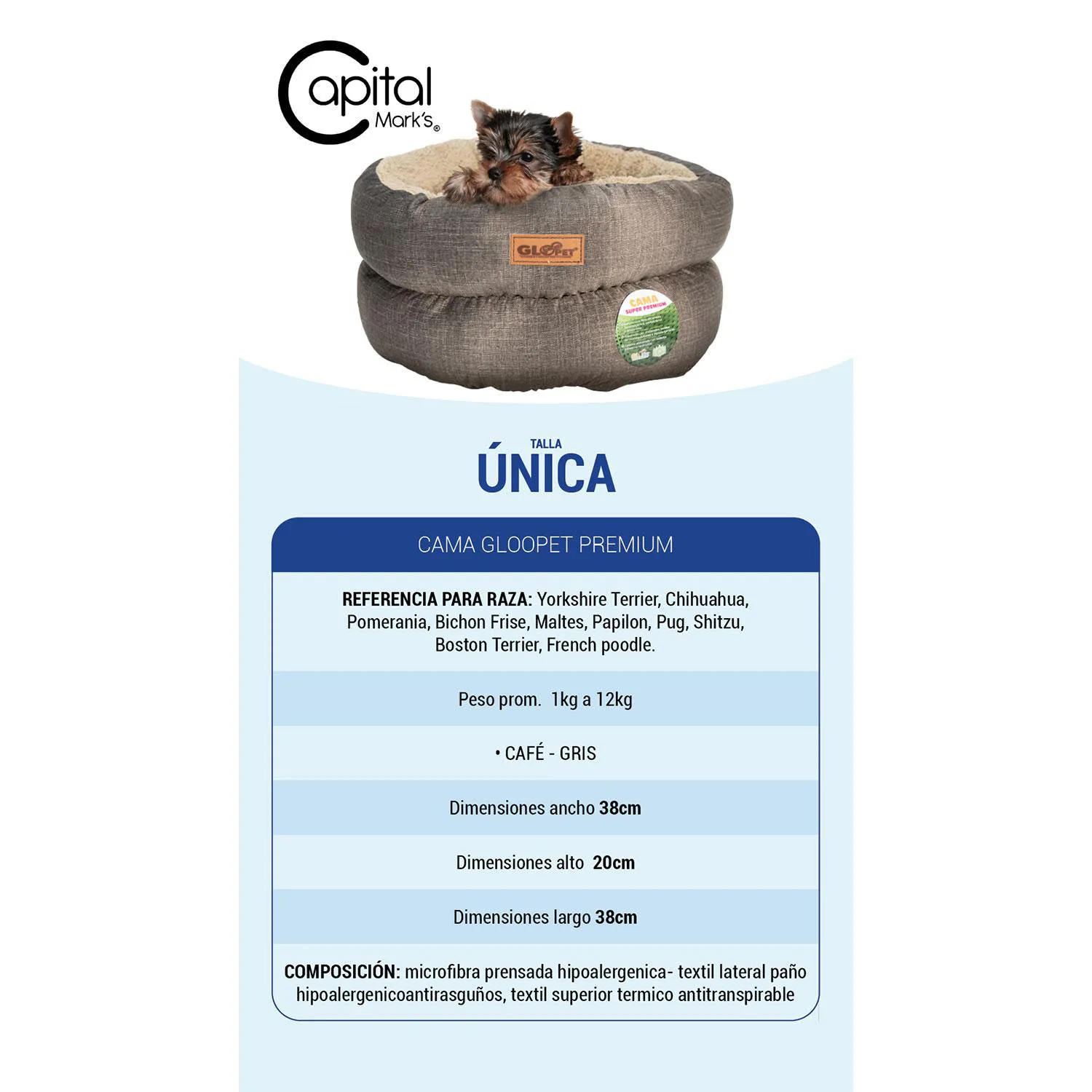 Cama Gloopet Fat Para Mascota Talla Unica Café 4