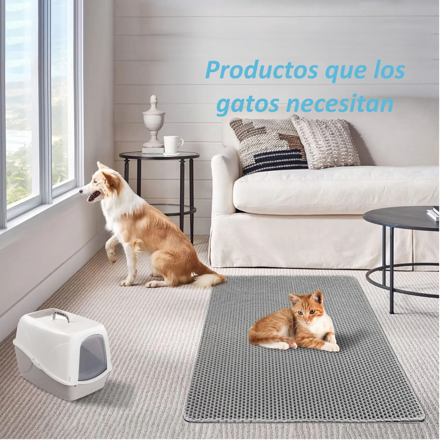 Tapete Grande para Arena de Gatos Xuanyaente Doble Capa Impermeable Antideslizante 5