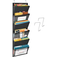 Organizador de Archivos de Pared Negro con Seis Bolsillos de Alta Capacidad