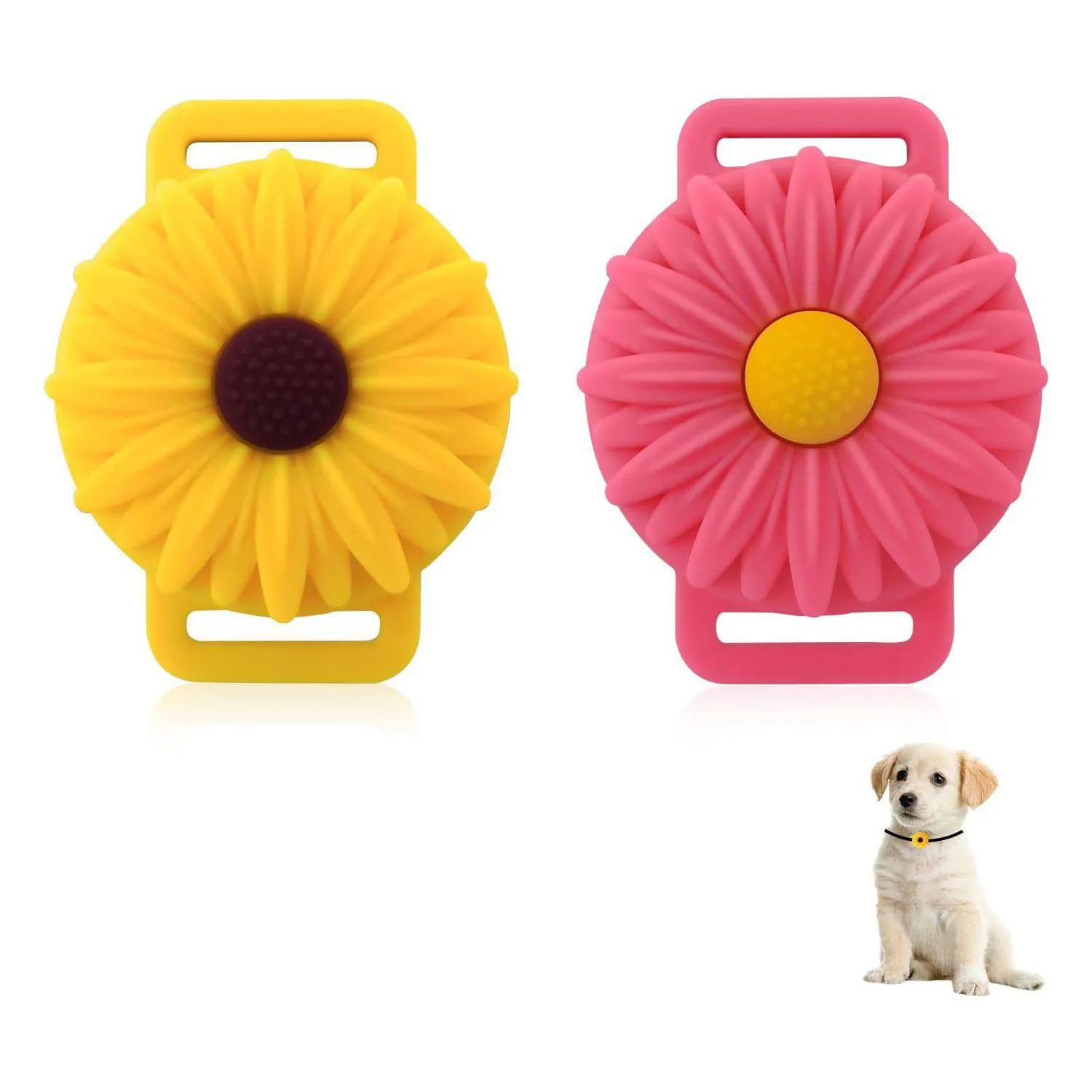 Funda De Silicona Para Airtag Con Diseño Girasol Compatible Con Collar De Mascota