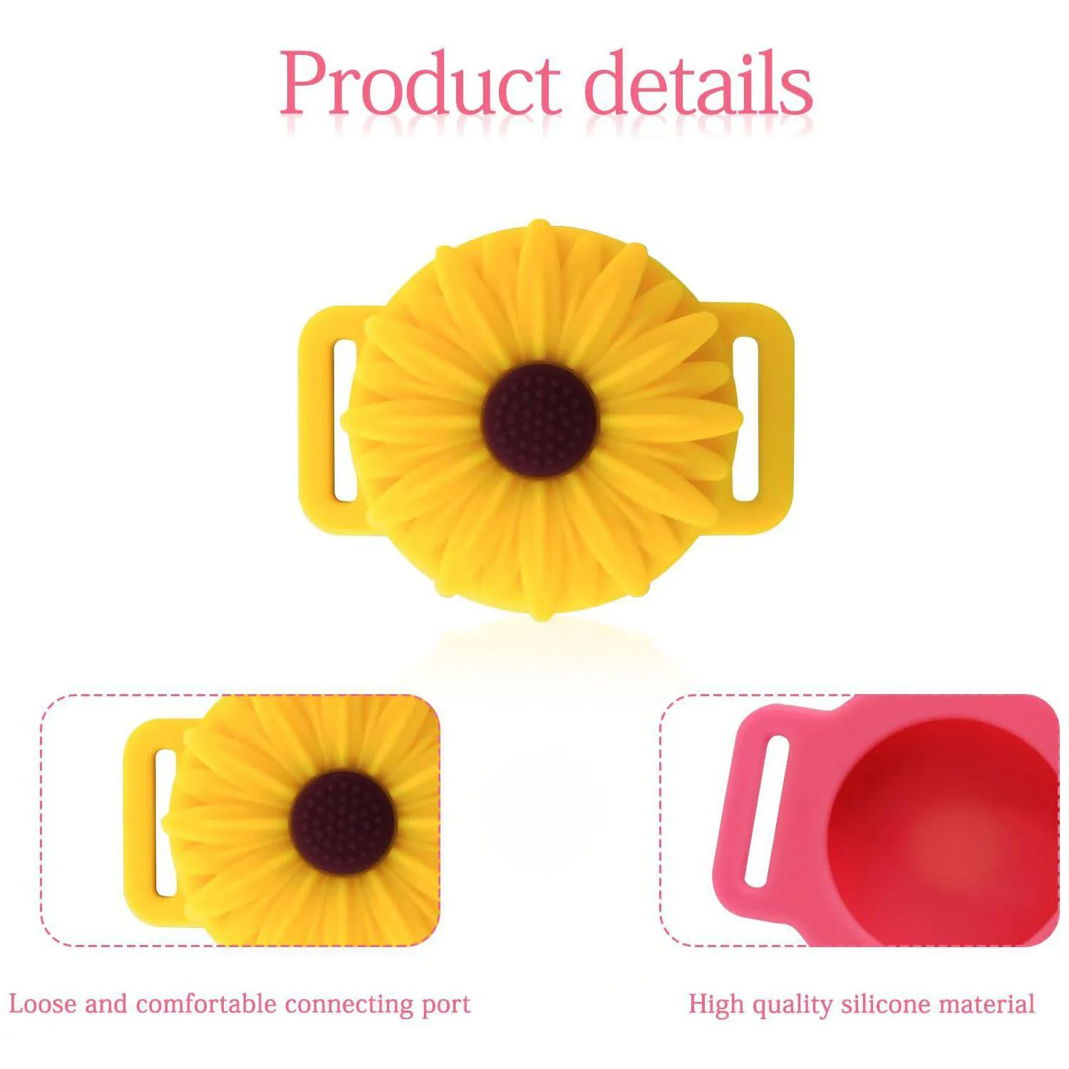 Funda De Silicona Para Airtag Con Diseño Girasol Compatible Con Collar De Mascota 3