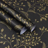 Vinilo Decorativo Negro y Dorado Floral