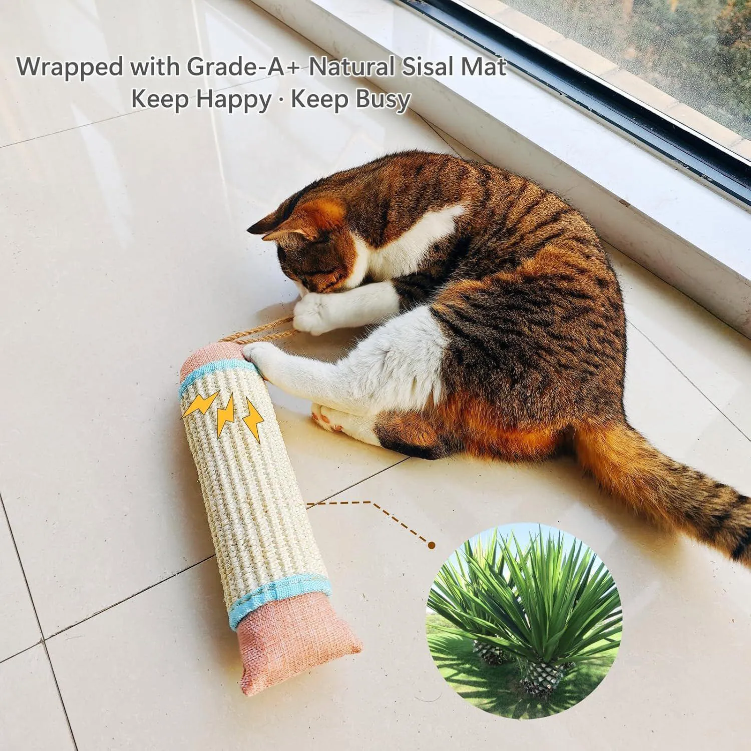 Juguete Rascador Para Gatos Con Sisal Natural Hierba Gatera Y Sonido De Cascabel 4