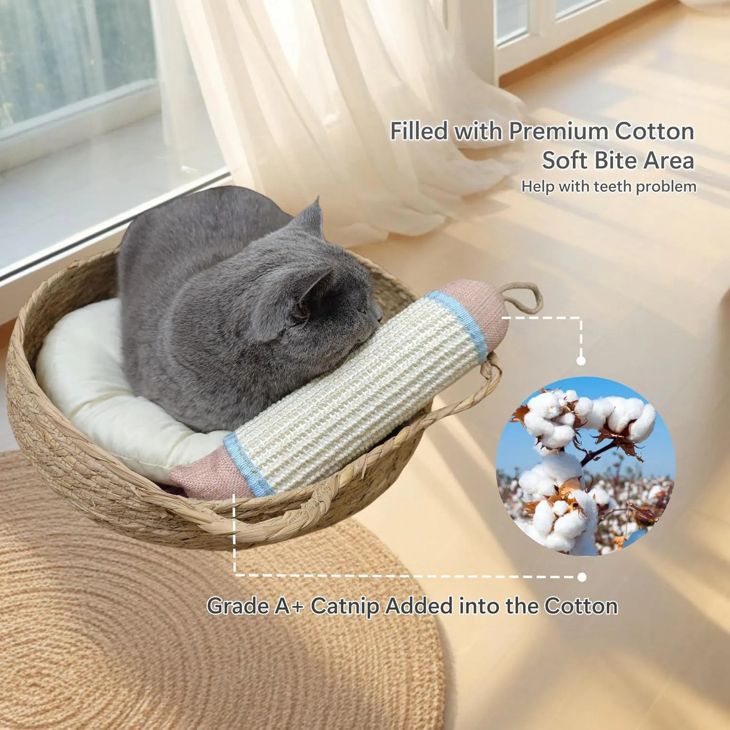 Juguete Rascador Para Gatos Con Sisal Natural Hierba Gatera Y Sonido De Cascabel 5