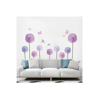 Vinilos Adhesivos Diente de León Morado con Mariposas