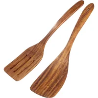 Espátulas de Madera Acacia Pack 2 Mango Cocina Antiadherente