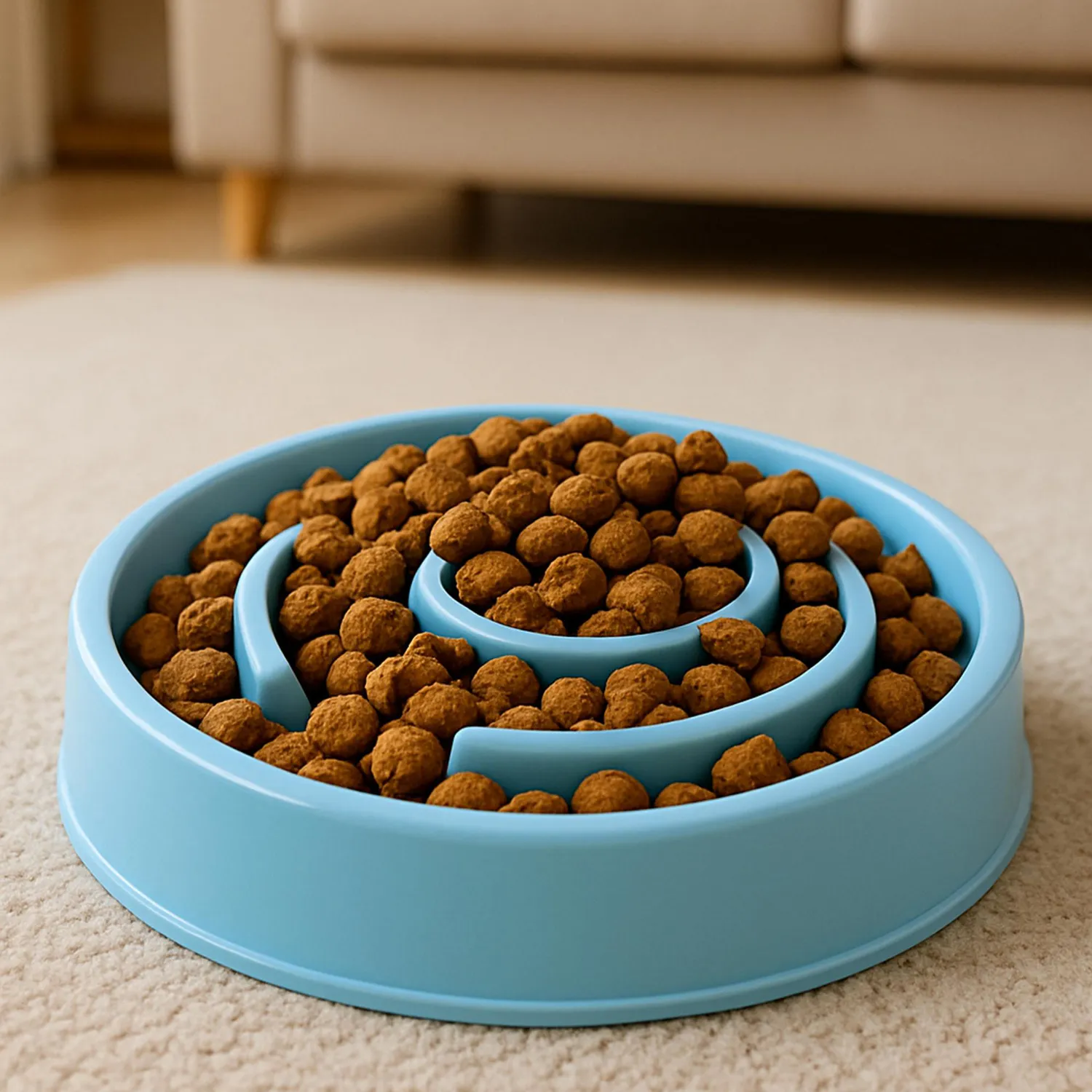 Comedero Para Mascotas. Alimentacion Lenta Azul 3