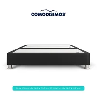 Base Cama Essential Negra Dividida Tamaño Doble en Madera 140x190cm Comodisimos