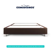 Base Cama Essential Café Dividida Tamaño Doble en Madera 160x190cm Comodisimos