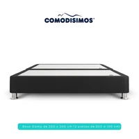 Base Cama Essential Negra Dividida Tamaño Doble en Madera 200x200cm Comodisimos