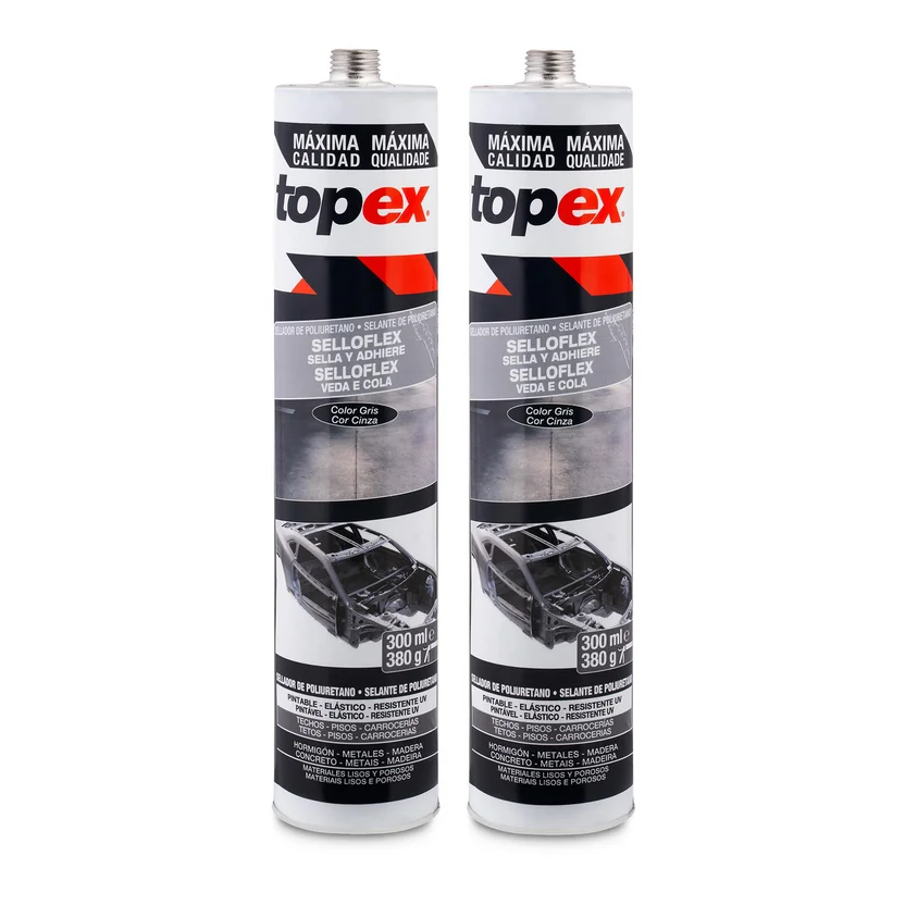 Pack Sellador de Poliuretano 300 ml X 2 Unidades Topex Gris