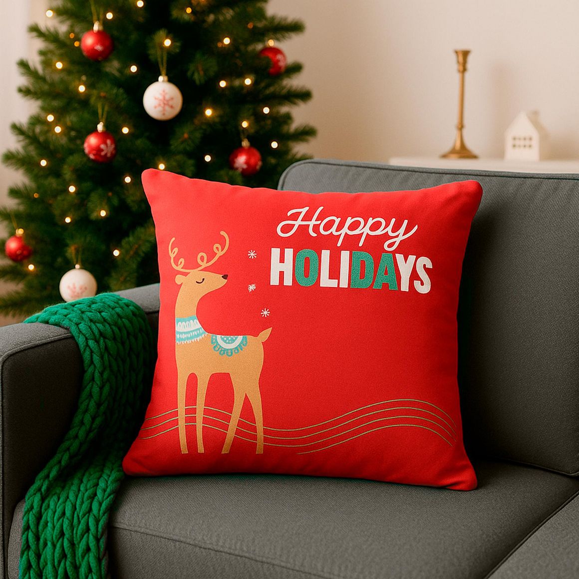 Cojín de Navidad 45x45 Rojo Reno - Homecenter.com.co