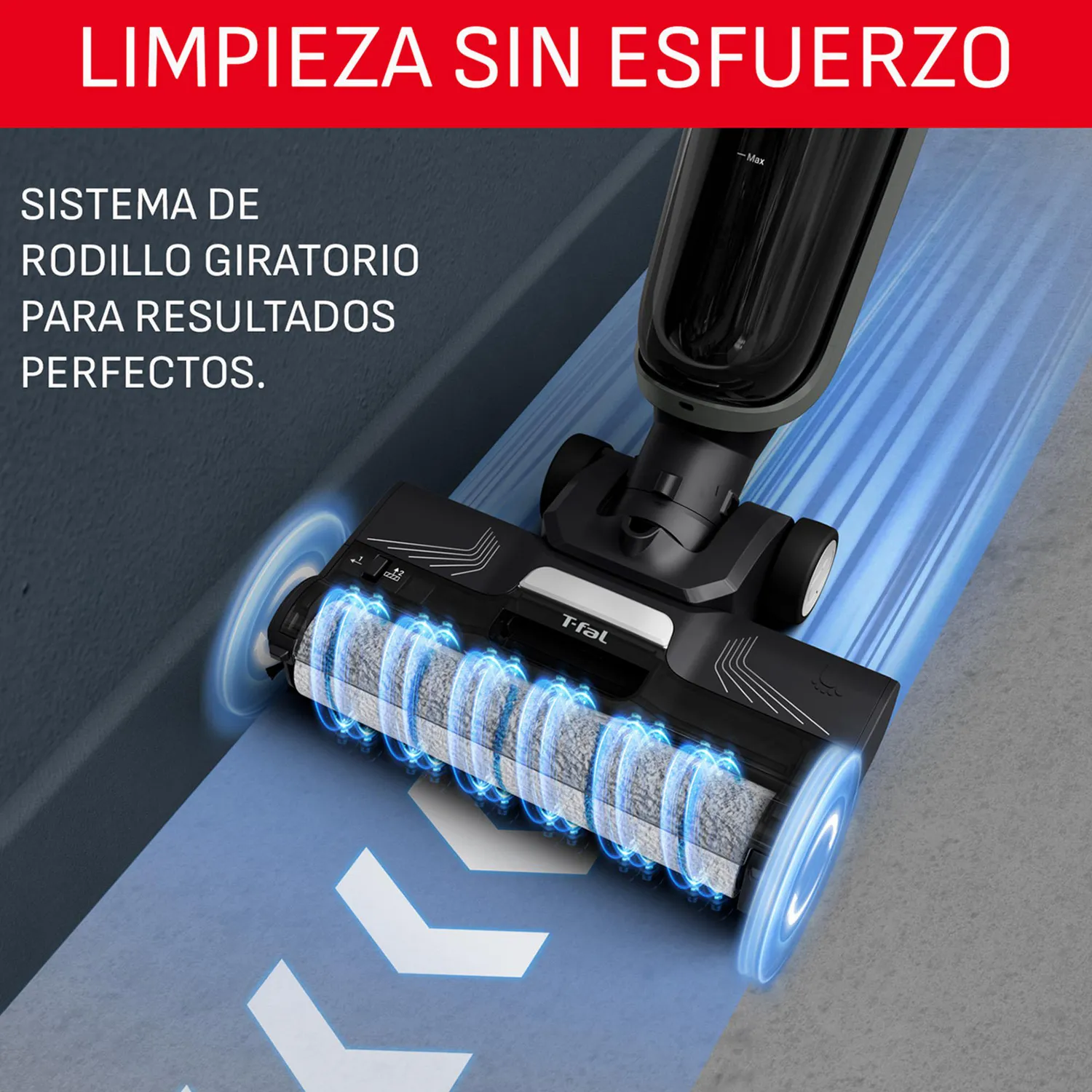 Aspiradora Trapeadora T-fal X-clean 4 Inalámbrica Función 2 En 1 para Suelos Duros