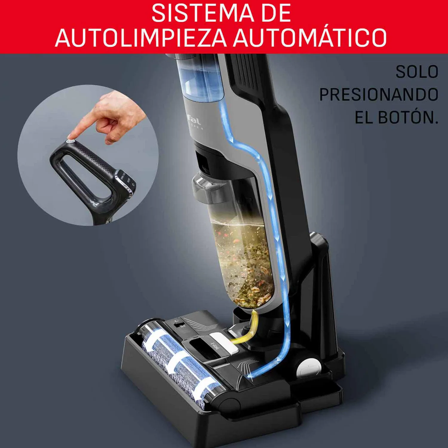 Aspiradora Trapeadora T-fal X-clean 4 Inalámbrica Función 2 En 1 para Suelos Duros 4