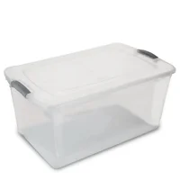 Caja Organizadora Plástica Wenboxcon Tapa y Clip 61 litros Gris Just Home Collection