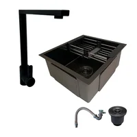 Combo Lavaplatos 51*45cm+griferia Lvp Negra L+ Accesorios