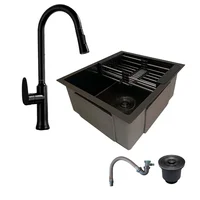 Combo Lavaplatos 51*45cm+griferia Lvp Negra Extraible+ Acc