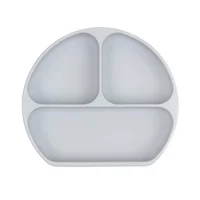 Plato Silicona Hondo con Chupa Libre de Bpa Gris