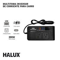 Multitoma Inversor Corriente para Carro 200w 2 Sal