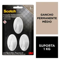 Gancho Permanente Mediano Blanco Scotch 3m