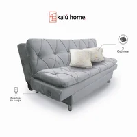 Sofá Cama Connect Gris En Tela Suave + Puerto De Carga + 2 Cojines