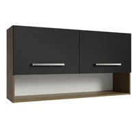 Mueble De Cocina Superior Emilly 1.05 M 2 Puertas 1 Nicho Marrón Negro