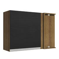 Mueble De Cocina Superior De Esquina Glamy 1 Puerta Marrón Negro