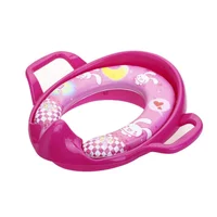Reductor Adaptador De Inodoro Acolchado Con Agarraderas Rosado