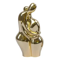 Escultura Pareja Cerámica 15x30.5 cm Oro Cromo