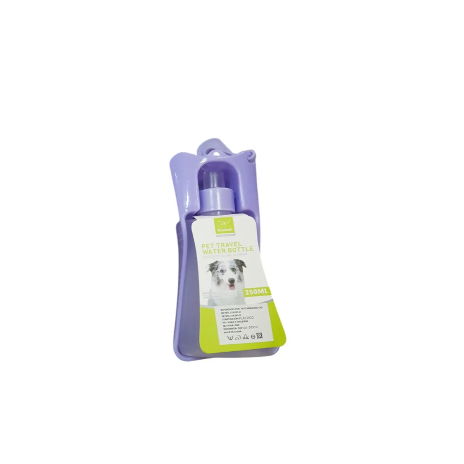 Botella bebedero xtatil morado pequeño para mascota 250ml