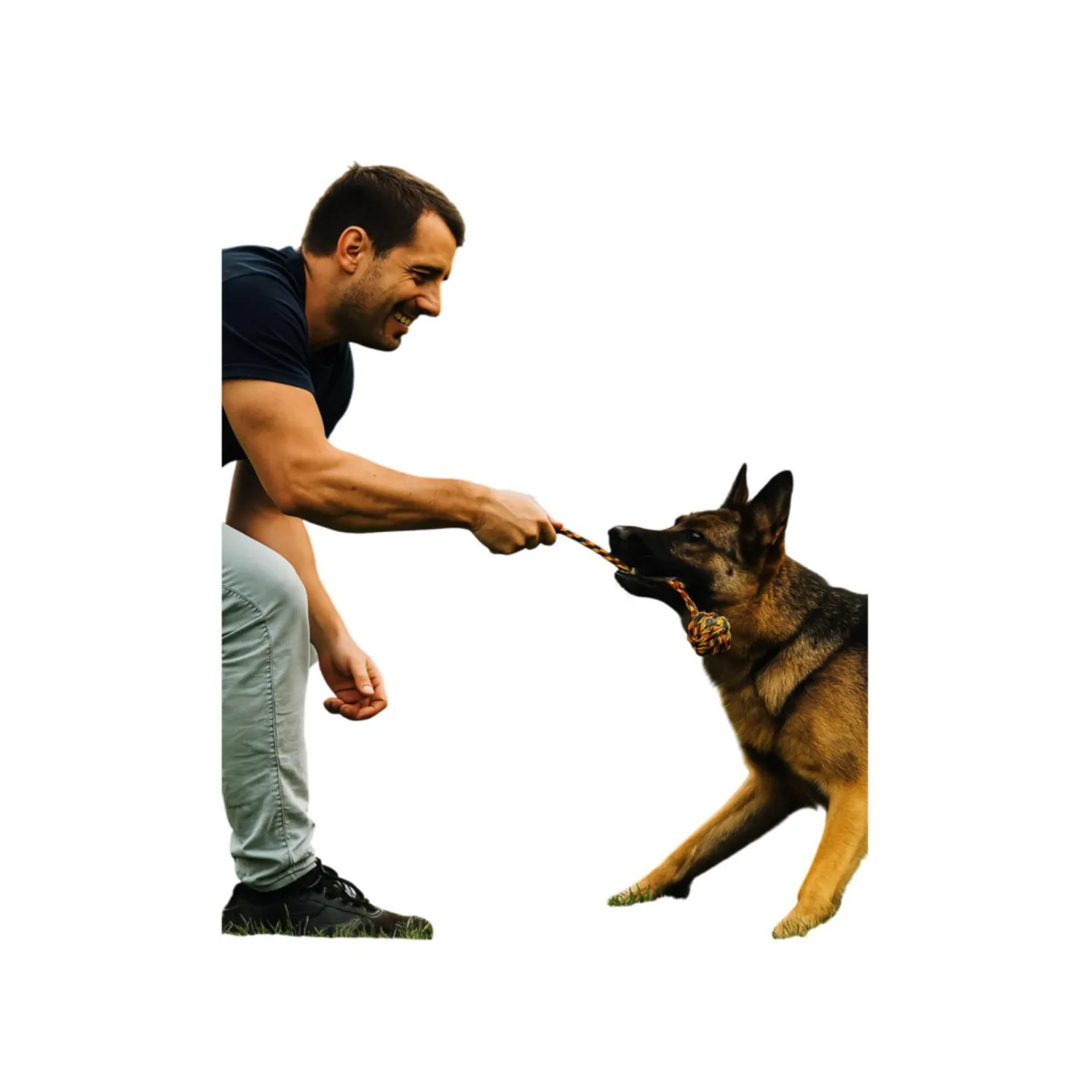 Juguete trenza nudo con asa nunbell para perro color naranja