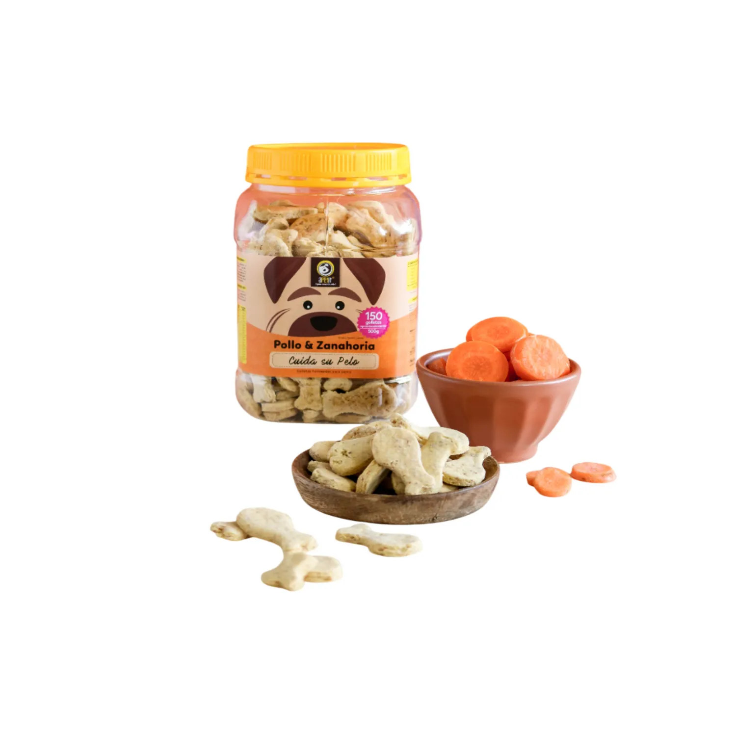 Galletas Snacks para Perro Apetit Pollo y Zanahoria Bombonera 500g