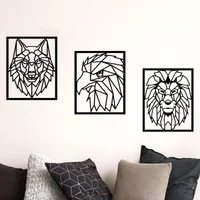 Set 3 Cuadros Figuras Lobo León Y Águila De 50X40Cm Cada Uno