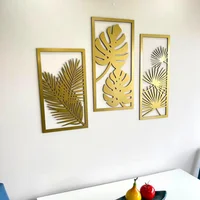 Set 3 Hojas Rectángulos Tropicales Color Dorado