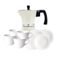 Cafetera Italiana Blanca + Set Café 4 Puestos