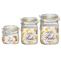 Bormioli Set 3 Recipientes Fido ( 1500ml/1000ml/500ml)