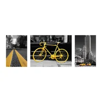 Cuadro Triptico Contraste Amarillo 1 60 X 40 X 3 Cms