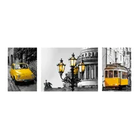 Cuadro Triptico Contraste Amarillo 3 60 X 40 X 3 Cms