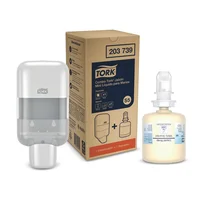 Combo Dispensador Mini Jabón Líquido para Manos 23.2cm Plástico + Repuesto Tork