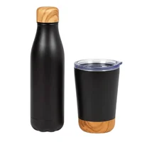 Setx2 Piezas (mug Doble Pared 270ml y Botella de Viaje 500ml) Acero Inox Gris Oscuro Mate Charcoal