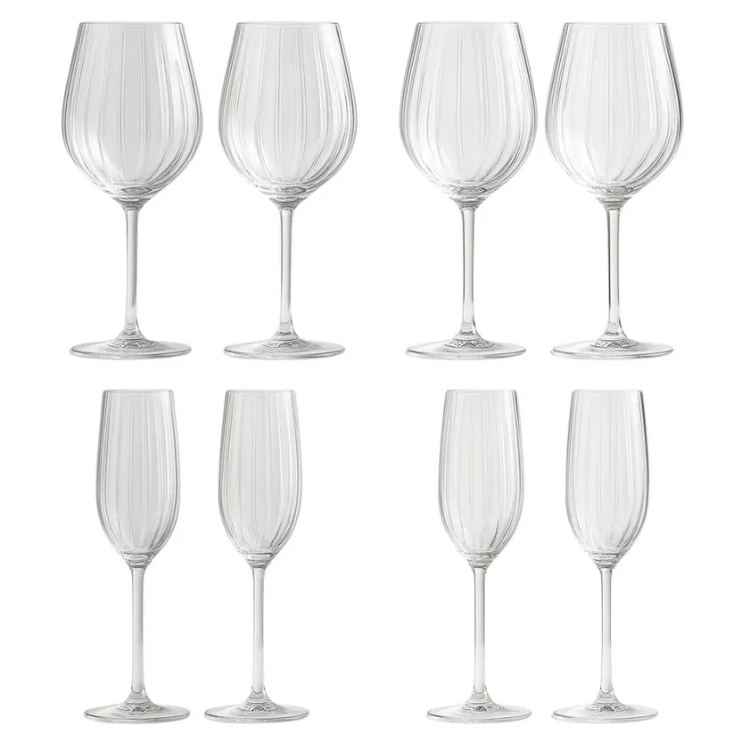 Setx8 Copas (4 Copas Vino Blanco Plisse 380 ml y 4 Copas Champagne ...