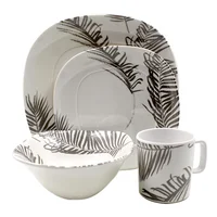 Vajilla Melamina Imperial Blanca con Diseño de Ramas Cafés