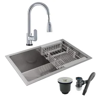Combo Lavaplatos 60*40cm+grif.extraible Cromo+accesorios