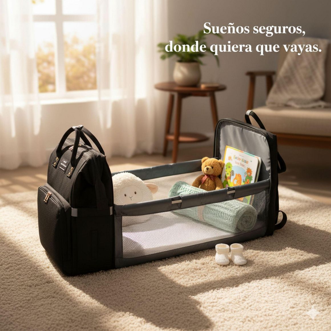 Maleta Pañalera Tipo Cuna Cambiador Bebé Negro - Homecenter.com.co